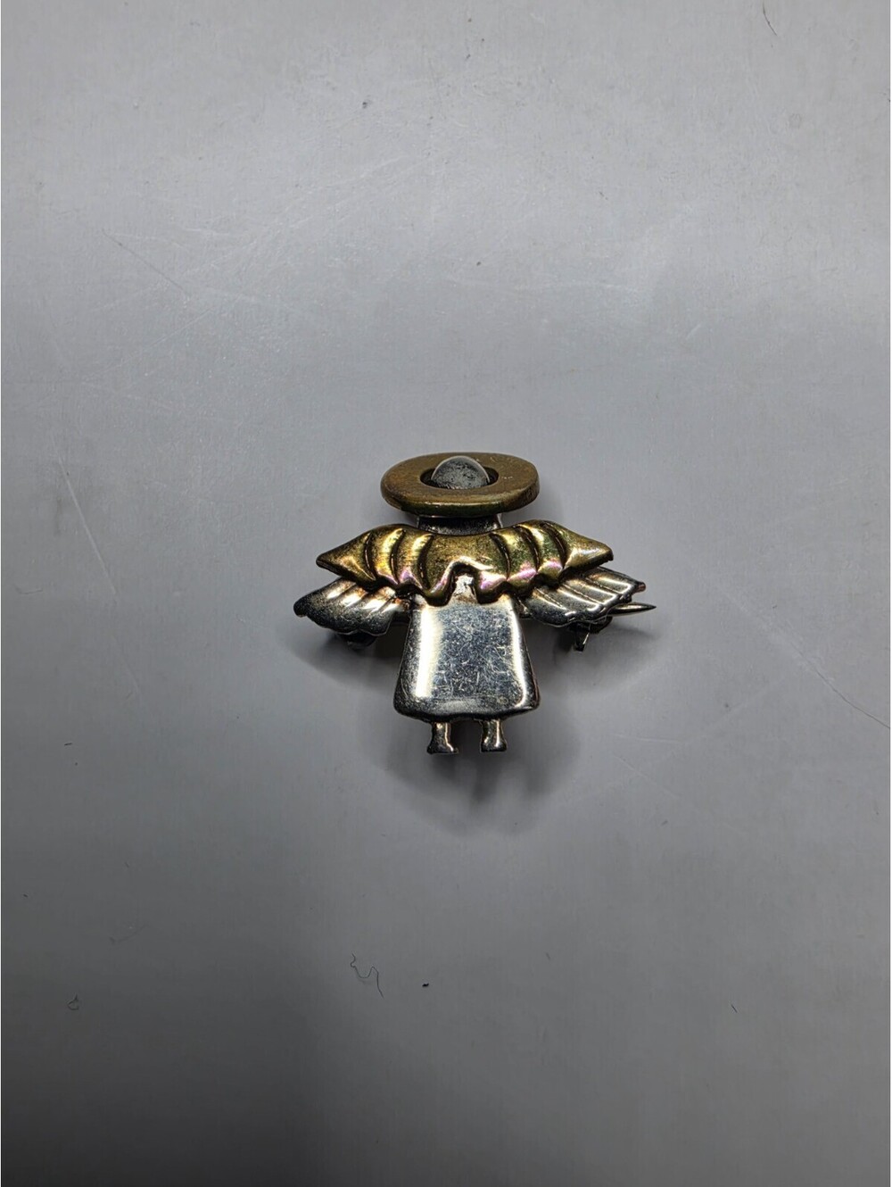 Vintage Angel Wings Brooch Pin Sterling Silver 925 and Brass Mexico